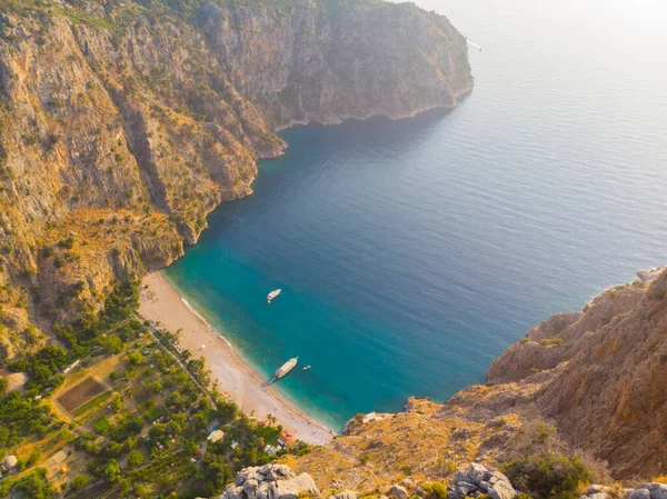 Schmetterlingstal Meerblick Und Boot Oludeniz Türkei Küste Feld — Stockfoto