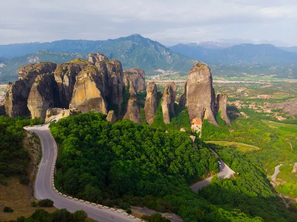 Meteora Griekenland Oude Stad Luchtfoto Uitzicht — Stockfoto