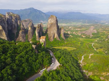 Meteora, Yunanistan. eski şehir hava manzarası
