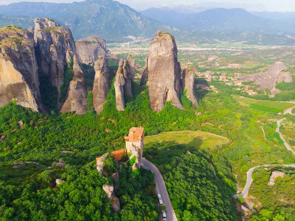 Meteora Griekenland Oude Stad Luchtfoto Uitzicht — Stockfoto