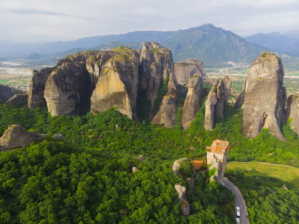 Meteora Griekenland Oude Stad Luchtfoto Uitzicht — Stockfoto