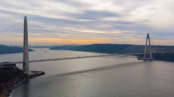 Luftaufnahme Der Yavuz Sultan Selim Brücke Istanbul Leere Straßen Inmitten — Stockfoto