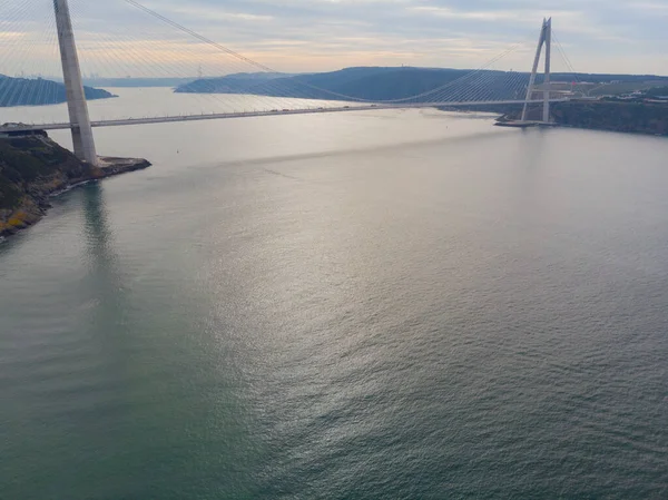 Luftaufnahme Der Yavuz Sultan Selim Brücke Istanbul Leere Straßen Inmitten — Stockfoto