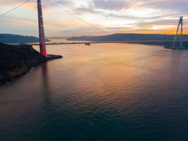 Aerial Yavuz Sultan Selim Bridge Istanbul Empty Streets Coronavirus Total — Stock Photo, Image