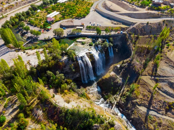 Tortum Waterfall Air View Erzurum Turquia — Fotografia de Stock