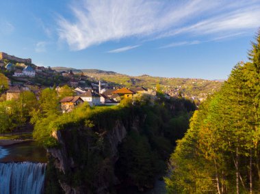 Jajce kasabası ve Pliva Şelalesi, Bosna-Hersek.