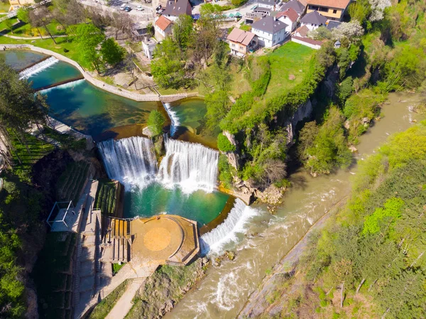 Jajce Város Pliva Vízesés Bosznia Hercegovina — Stock Fotó