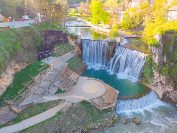 Jajce Város Pliva Vízesés Bosznia Hercegovina — Stock Fotó