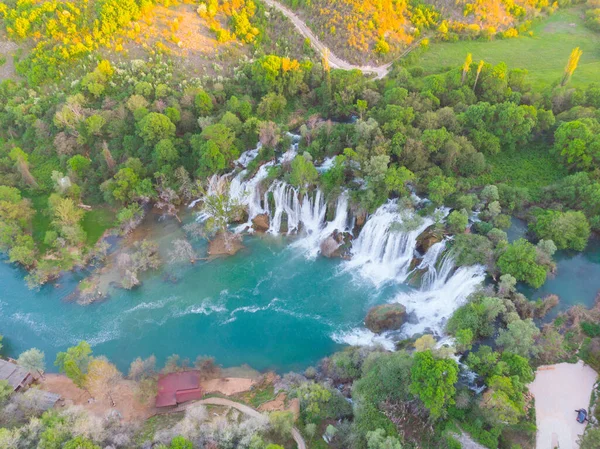 Kravica Waterfall Often Erroneously Called Kravice Large Water Cascade Trebizat — Stock Photo, Image