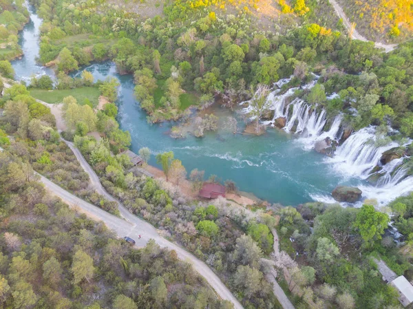 Kravica Waterfall Often Erroneously Called Kravice Large Water Cascade Trebizat — Stock Photo, Image