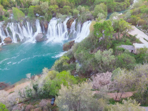 Kravica Waterfall Often Erroneously Called Kravice Large Water Cascade Trebizat — Stock Photo, Image