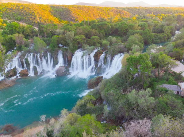 Kravica Waterfall Often Erroneously Called Kravice Large Water Cascade Trebizat — Stock Photo, Image