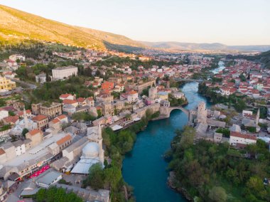 Bosna-Hersek - Mostar Köprüsü hava görüntüsü