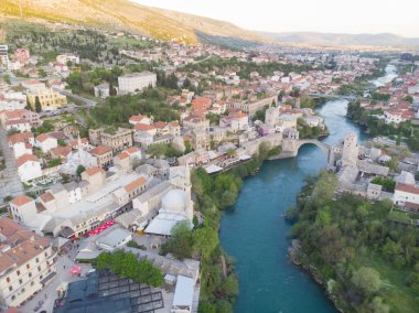 Bosna-Hersek - Mostar Köprüsü hava görüntüsü