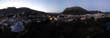 Bosna-Hersek - Mostar Köprüsü hava görüntüsü
