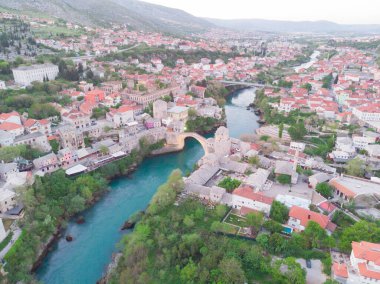 Bosna-Hersek - Mostar Köprüsü hava görüntüsü