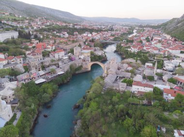 Bosna-Hersek - Mostar Köprüsü hava görüntüsü