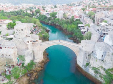 Bosna-Hersek - Mostar Köprüsü hava görüntüsü