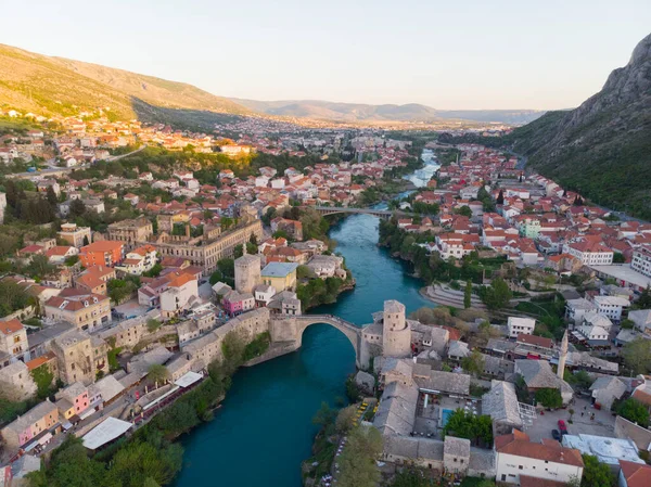 Bosna-Hersek - Mostar Köprüsü hava görüntüsü