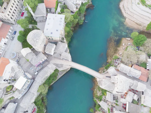 Bosna Hersek Mostar Köprüsü Hava Görüntüsü — Stok fotoğraf