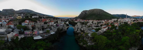 Bosnia Herzegovina Mostar Bridge Aerial View — Stock Photo, Image