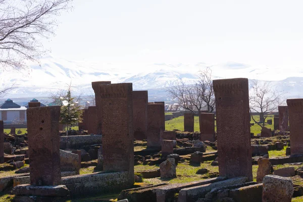 Hřbitov Seljuk Ahlatu Náhrobky Středověkých Islámských Památek — Stock fotografie