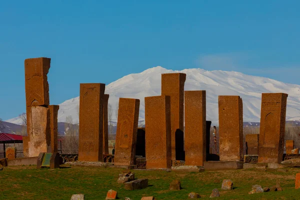 Cimetière Seljuk Ahlat Les Pierres Tombales Des Notables Islamiques Médiévaux — Photo