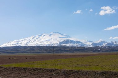 Ararat Dağı, Agri Dagi Dağı, dağ, ufuk çizgisi, volkan, Igdir, Türkiye, Ortadoğu, manzara, hava manzarası, Nuh, Ark. Asya, ev.