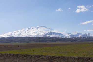 Ararat Dağı, Agri Dagi Dağı, dağ, ufuk çizgisi, volkan, Igdir, Türkiye, Ortadoğu, manzara, hava manzarası, Nuh, Ark. Asya, ev.