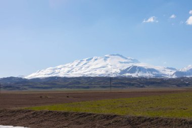 Ararat Dağı, Agri Dagi Dağı, dağ, ufuk çizgisi, volkan, Igdir, Türkiye, Ortadoğu, manzara, hava manzarası, Nuh, Ark. Asya, ev.