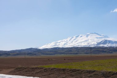 Ararat Dağı, Agri Dagi Dağı, dağ, ufuk çizgisi, volkan, Igdir, Türkiye, Ortadoğu, manzara, hava manzarası, Nuh, Ark. Asya, ev.