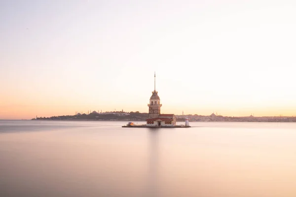 Istanbul City Sunset Most Beautiful Viewsmaiden Tower New Mosque Blue — Stock Photo, Image