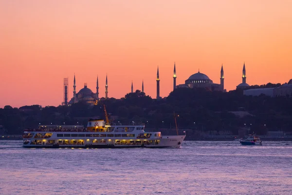 Istambul Cidade Pôr Sol Mais Belas Vistastorre Donzela Nova Mesquita — Fotografia de Stock