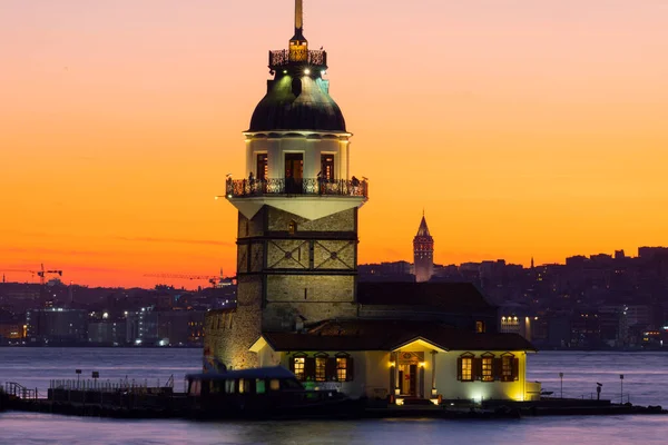 Istambul Cidade Pôr Sol Mais Belas Vistastorre Donzela Nova Mesquita — Fotografia de Stock