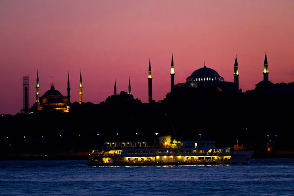 Стамбул Город Закат Самые Красивые Viewsmaiden Tower Новая Мечеть Голубая — стоковое фото