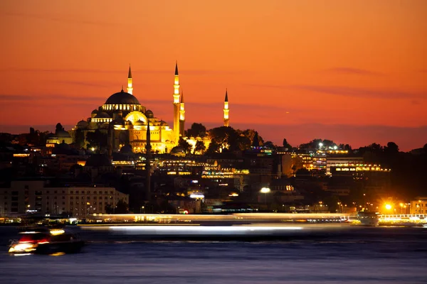 Istanbul Città Tramonto Viste Più Belle Torre Della Vergine Nuova — Foto Stock