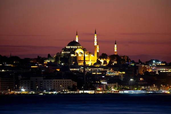 Istanbul Città Tramonto Viste Più Belle Torre Della Vergine Nuova — Foto Stock