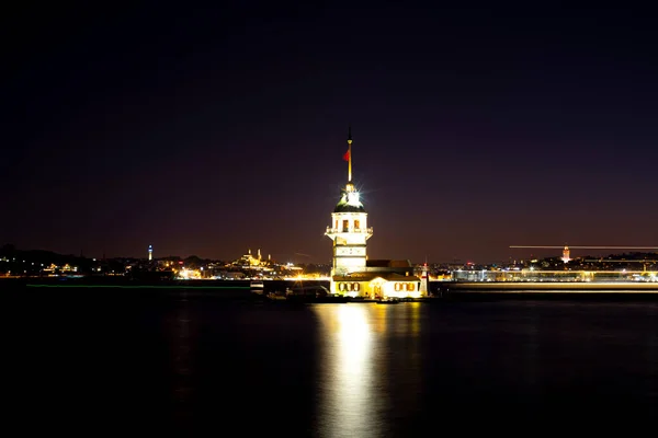 Стамбул Город Закат Самые Красивые Viewsmaiden Tower Новая Мечеть Голубая — стоковое фото