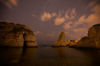 Uzun pozlama tekniği ve İstanbul Deniz Kenarı ve Agva Sahili, şehirden uzak gece kamp alanı.