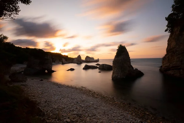 Técnica Larga Exposición Playa Estambul Agva Zona Acampada Nocturna Lejos — Foto de Stock