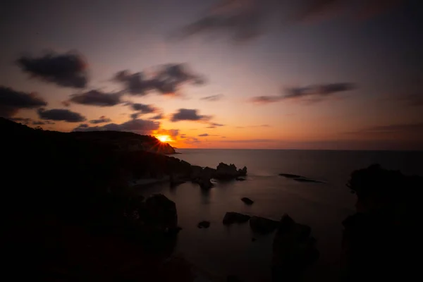 Técnica Longa Exposição Praia Istanbul Agva Área Acampamento Noturno Longe — Fotografia de Stock