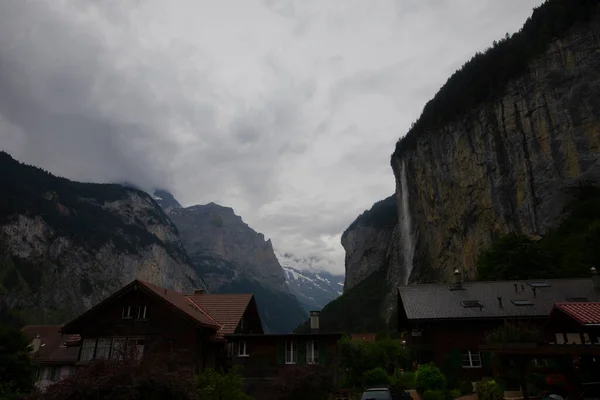 Vista Del Valle Lauterbrunnen Desde Ferrocarril Wengernalp — Foto de Stock