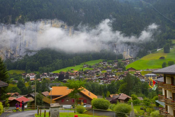 Vista Del Valle Lauterbrunnen Desde Ferrocarril Wengernalp —  Fotos de Stock