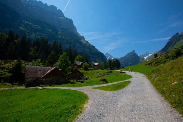 Lago Seealpsee Cerca Appenzell Los Alpes Suizos Ebenalp Suiza — Foto de Stock