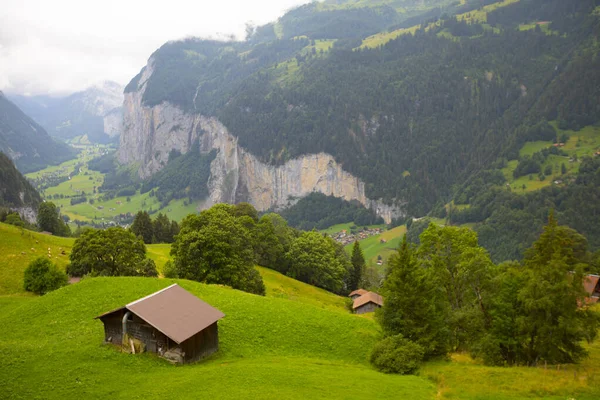 Lauterbrunnen Valley Gorgeous Waterfall Swiss Alps — Stock Photo, Image