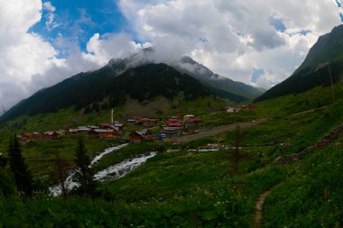 Türkiye 'nin Karadeniz bölgesinde Rize' nin Elevit tepelerinden güzel bir manzara.