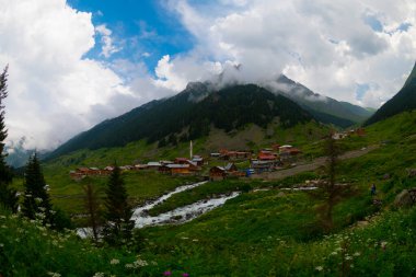 Türkiye 'nin Karadeniz bölgesinde Rize' nin Elevit tepelerinden güzel bir manzara.