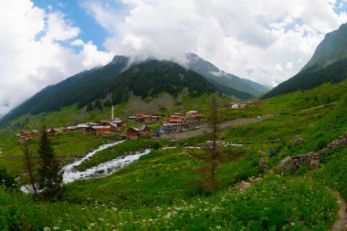 Türkiye 'nin Karadeniz bölgesinde Rize' nin Elevit tepelerinden güzel bir manzara.