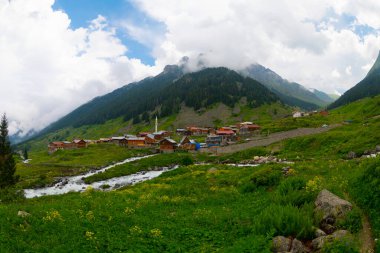 Türkiye 'nin Karadeniz bölgesinde Rize' nin Elevit tepelerinden güzel bir manzara.