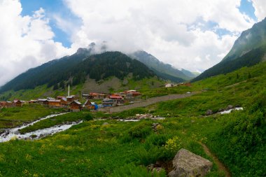 Türkiye 'nin Karadeniz bölgesinde Rize' nin Elevit tepelerinden güzel bir manzara.